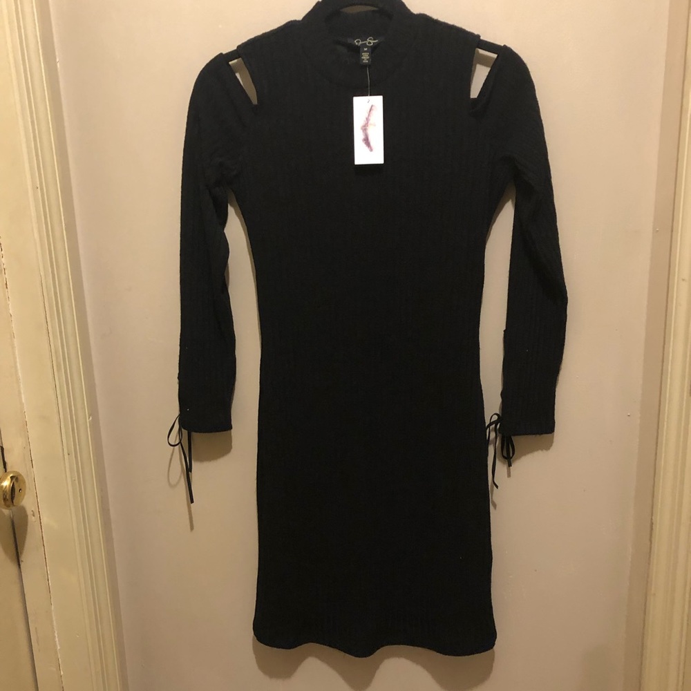 Jessica Simpson black knit open shouldered dress